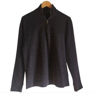 Perry Ellis Men's Charcoal Quarter Zip Long Sleeve Black Blue Sweater M 1/4 Zip‎